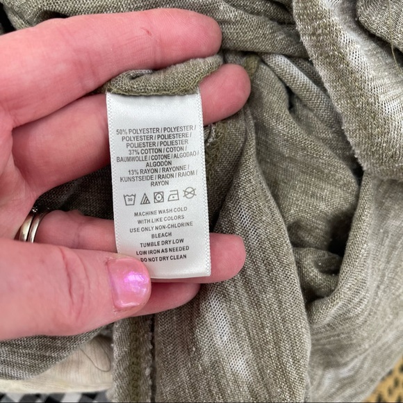 Free People Distressed Army/Moss Green Burn Out Style Top - Picture 11 of 12